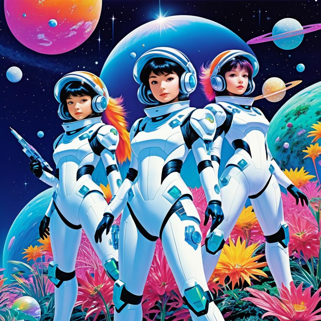 Futuristic Space Explorers on Alien Planet