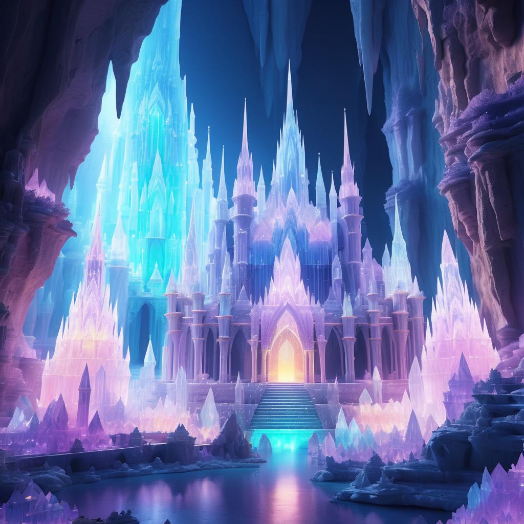 Ethereal Crystal City in an Ancient Cave