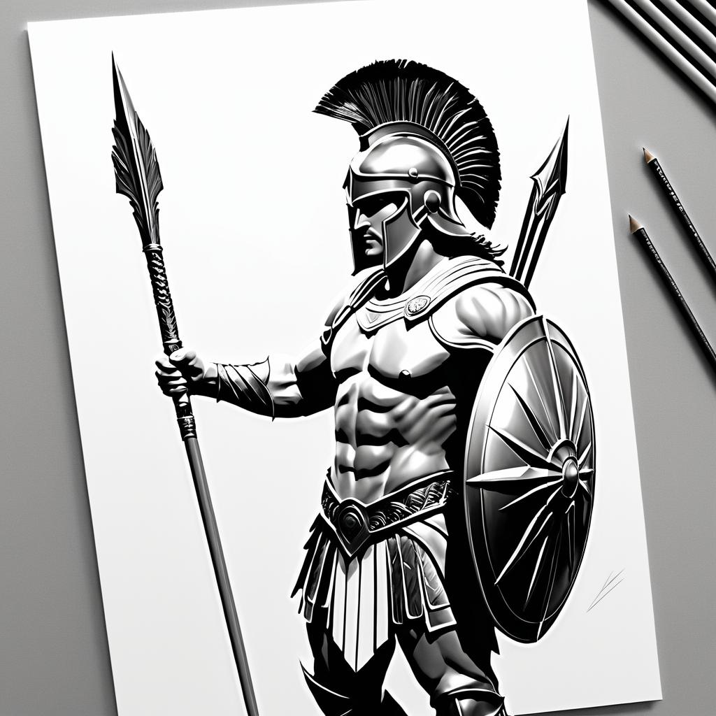 Achilles in Action: Detailed Pencil Art