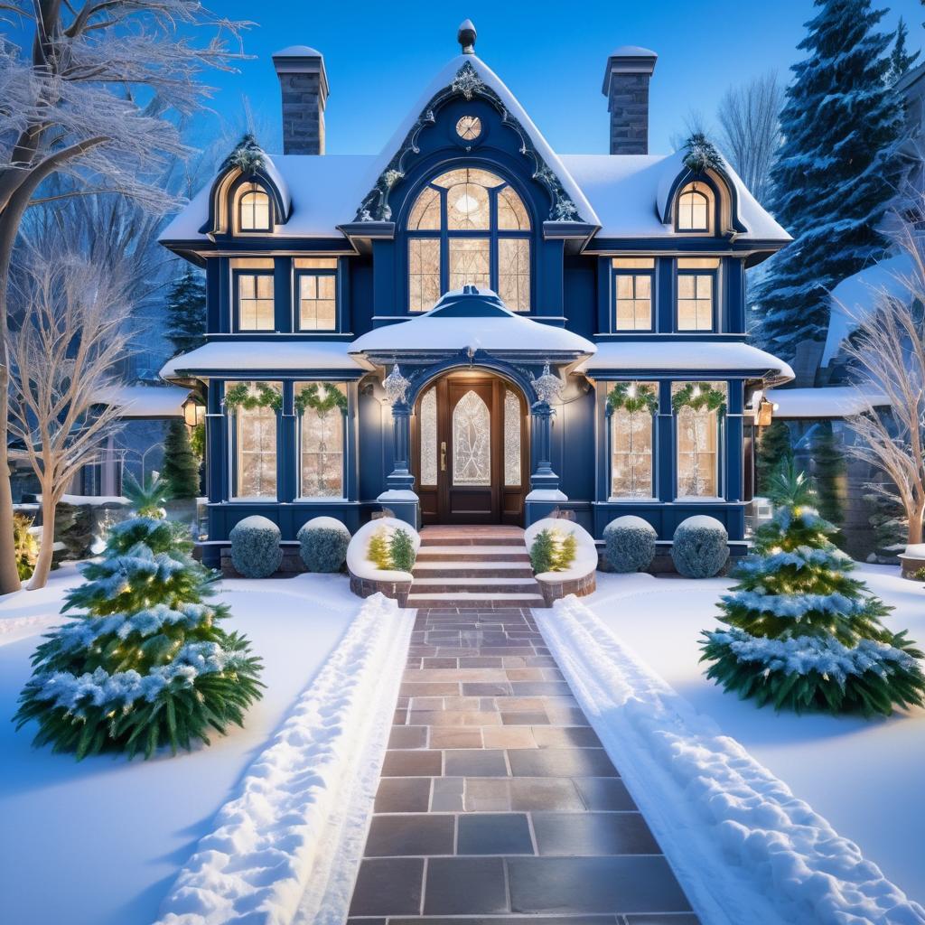 Charming Victorian Library in Winter Wonderland