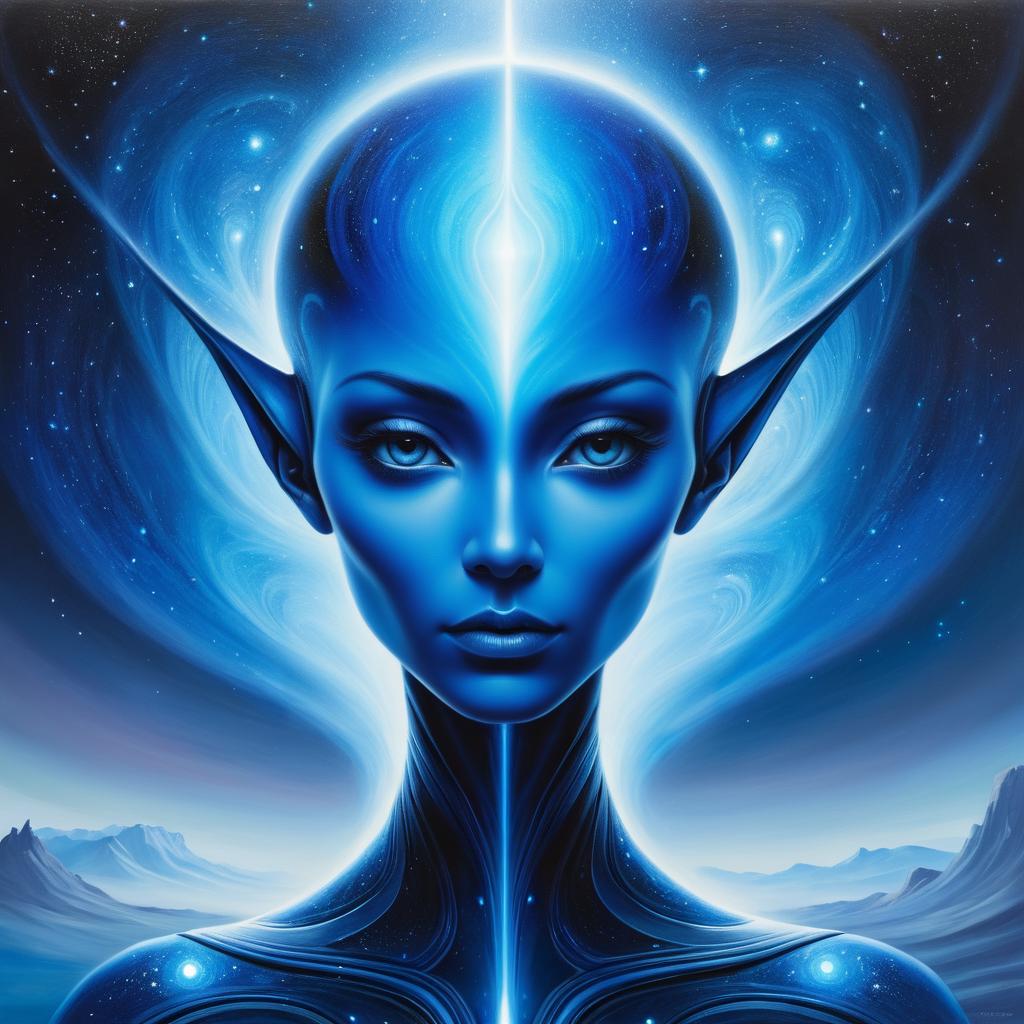 Mystical Alien Portrait in Cosmic Landscape