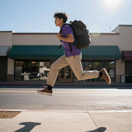 Dynamic Jumping Man in Sunny Setting