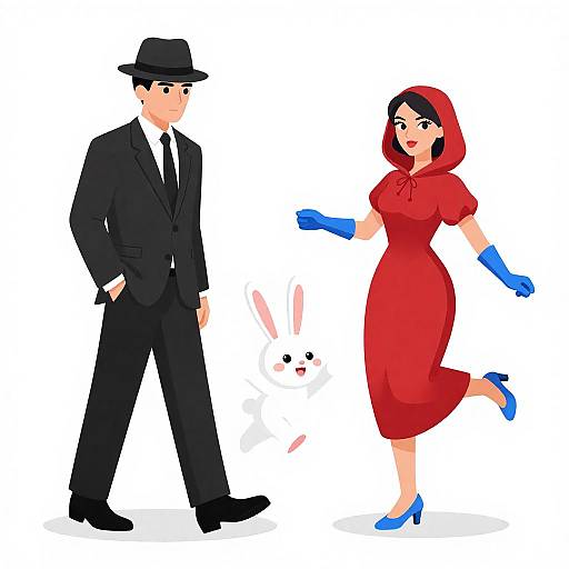 Stylish Characters in Playful Composition