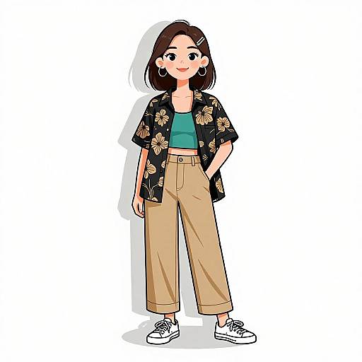 Smiling Woman in Casual Chic Outfit