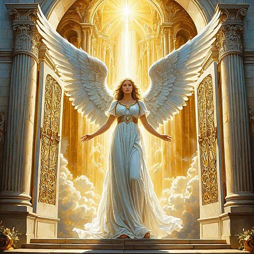 Radiant Guardian Angel at Pearly Gates