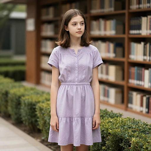 Thoughtful Teen in Lavender Prairie Dress