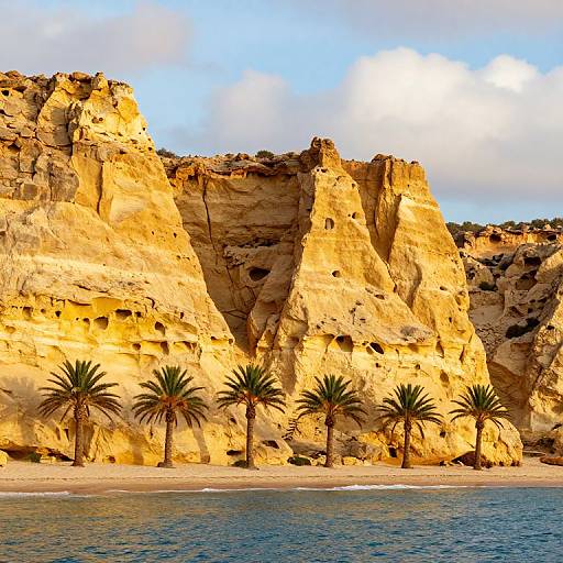 Majestic Golden Sandstone Cliffs by Ocean