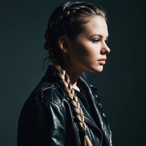 Woman with Half Braids and Leather Jacket Woman with Half Braids and Leather Jacket