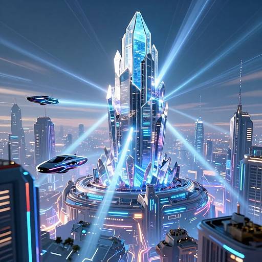 Cyberpunk City with Crystalline Mearl