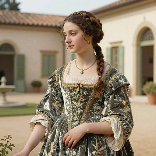 Renaissance Maiden in Velvet Gown