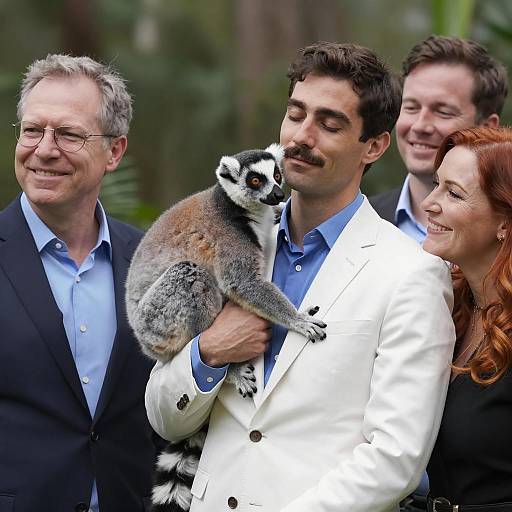 Group Photo with a Friendly Lemur
