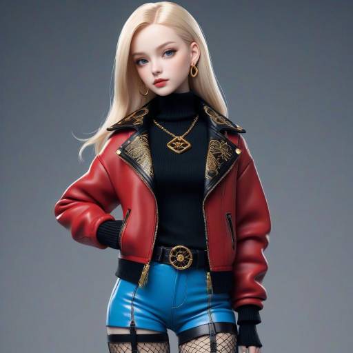 High Fashion Anime Model in Red Jacket High Fashion Anime Model in Red Jacket