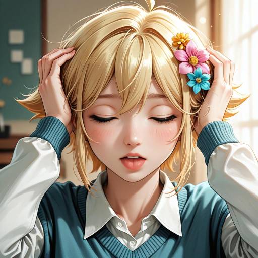 Blonde Boy with Flower and Sweater