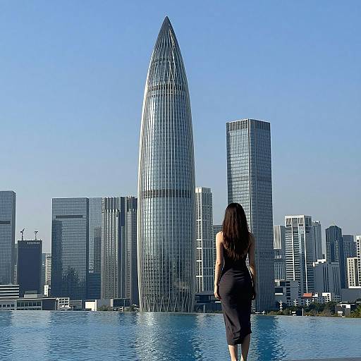 Elegant Woman by Infinity Pool View