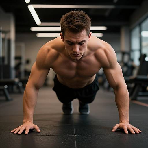 Realistic Muscular Man Doing Plank