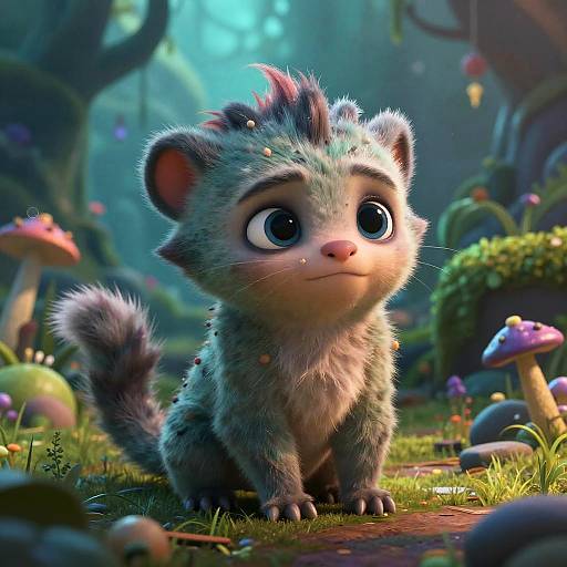 Cute Baby Manticore in Enchanted Glade