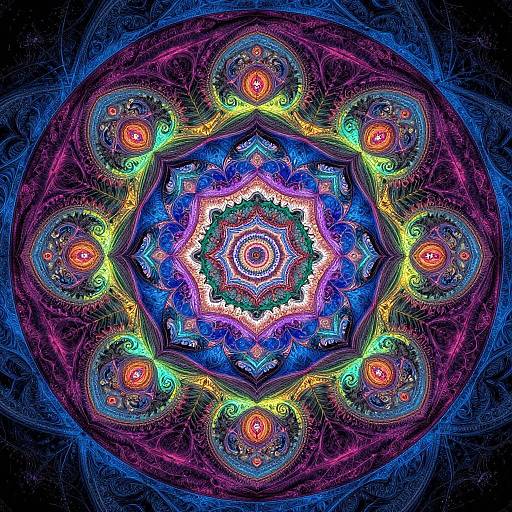 Psychedelic Geometric Fractal Circles