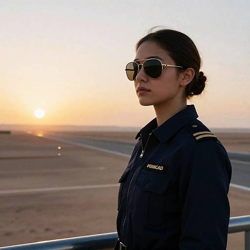 Young Pilot in Bronze Aviator Sunglasses