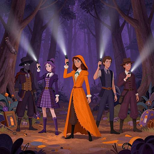 Forest Characters with Flashlights