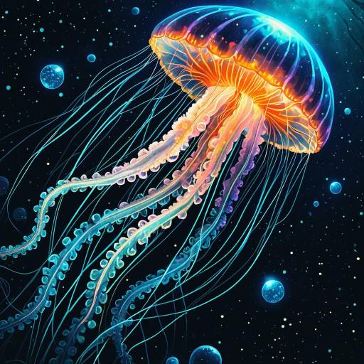 Neo-Futuristic Cosmic Jellyfish Illustration