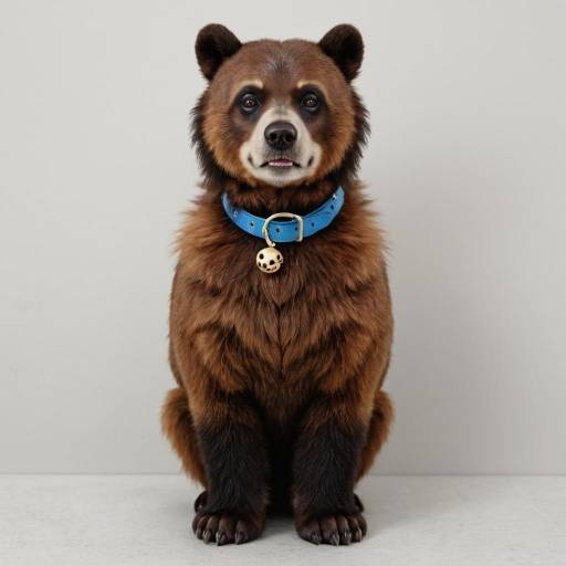 Curious Brown Bear with Blue Collar Curious Brown Bear with Blue Collar
