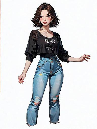 Chic Casual Woman in Faux Leather Jacket