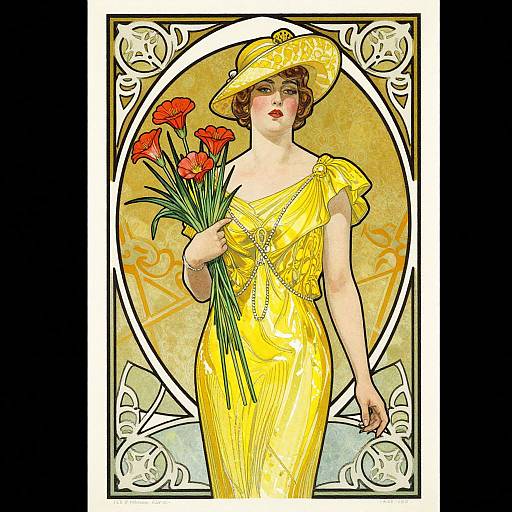 Art Deco Woman in Yellow Dress