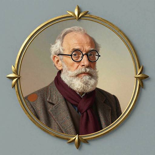 Stylized Elderly Man in Art Deco Frame