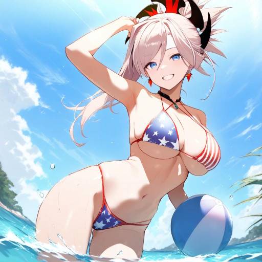 Cheerful Beach Day with Musashi