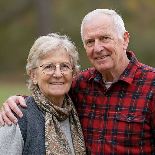Elderly Couple Warm Outdoor Moment