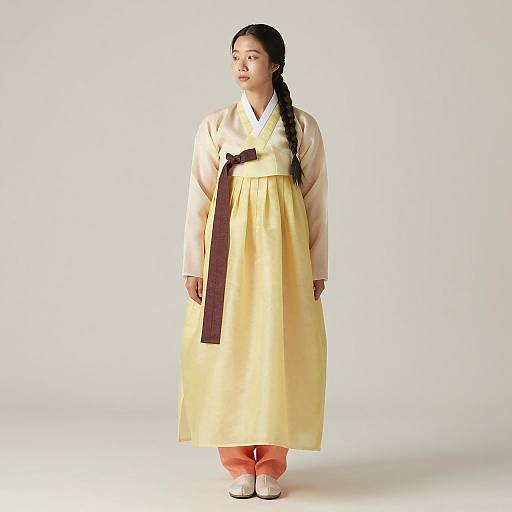 Elegant Asian Woman in Traditional Hanbok