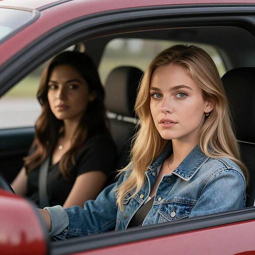 Dynamic Duo in a Red Convertible