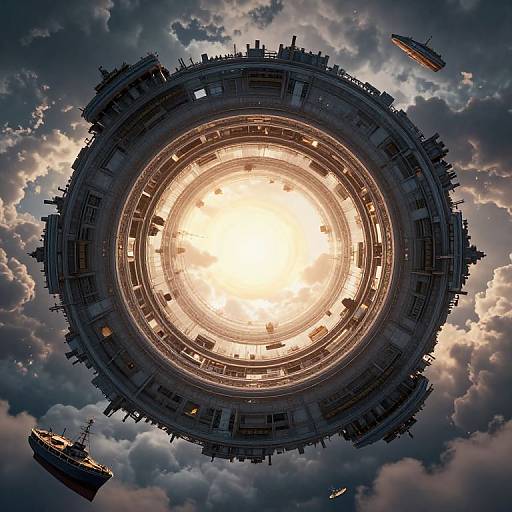 Hyper-Realistic Circular Structure with Glowing Center