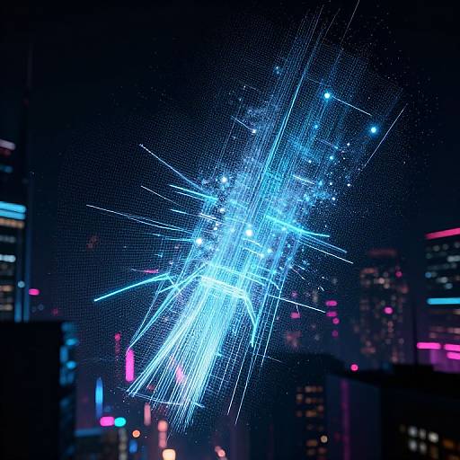 Cyberpunk Storm of Glowing Particles