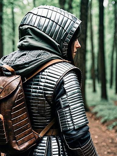Armored Hooded Woman with Woodlice