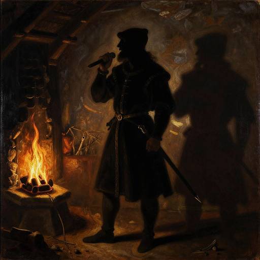 Medieval Bard Silhouette by Firelight