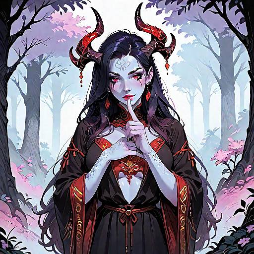 Enchanting Horned Sorceress in Forest