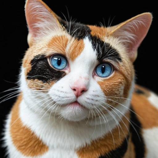 Realistic Calico Cat Portrait on Black Realistic Calico Cat Portrait on Black