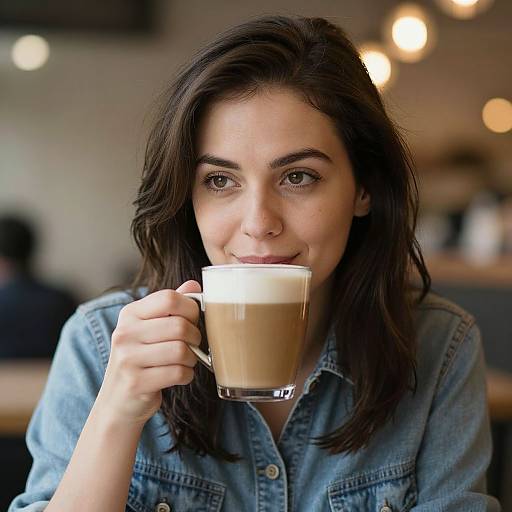 Woman Enjoying Coffee with Smile