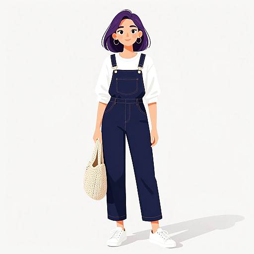 Casual Contemporary Woman in Navy Jumpsuit