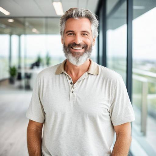Friendly Middle-Aged Man in Modern Office