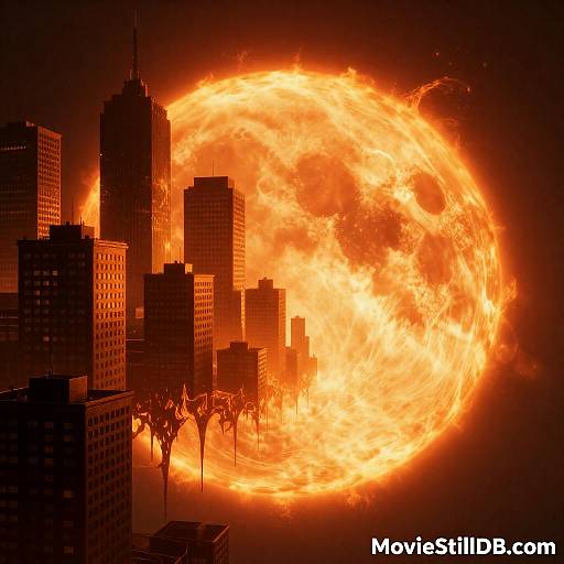 Fiery Cityscape at Sunset