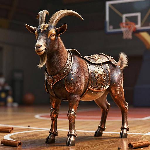 Armored Goat on Regal Basketball Court