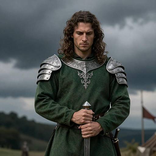 Medieval Warrior Portrait in Cloudy Setting