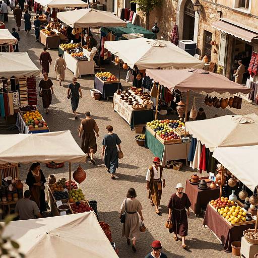 Vibrant Ancient Roman Marketplace Aerial