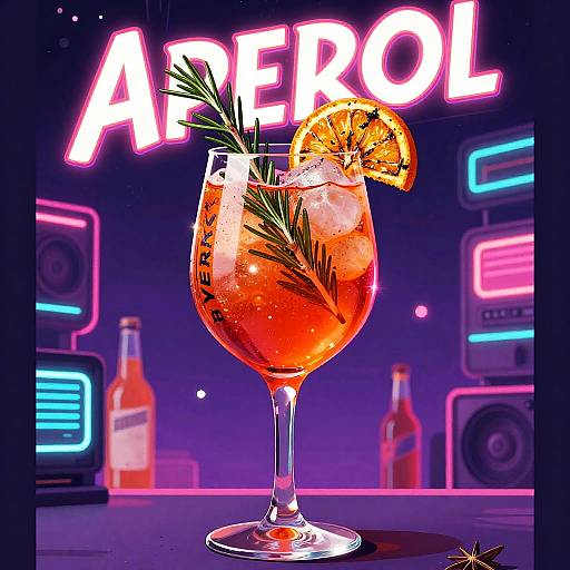 Neon Cyberpunk Aperol Spritz Illustration