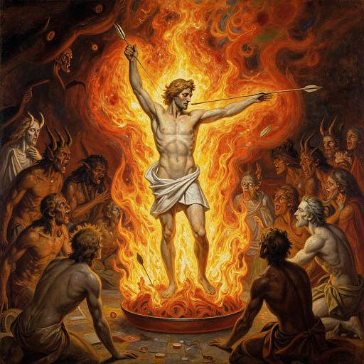 Saint Sebastian in Hellfire Inferno