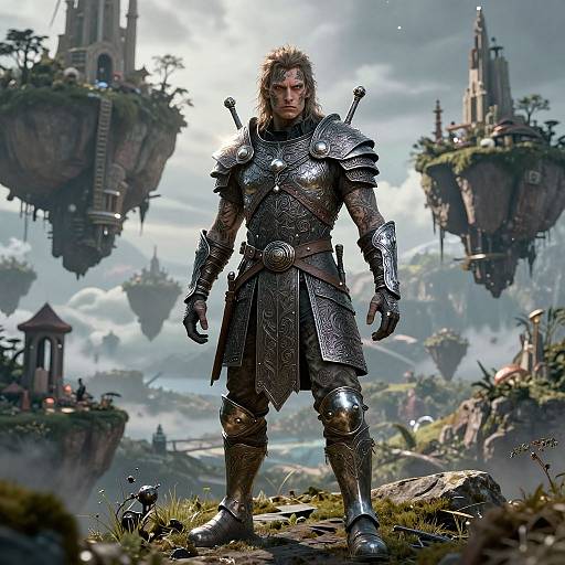 Hyperrealistic Medieval Line Art Dreamscape