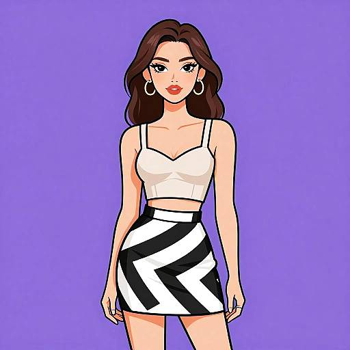 Trendy Woman in Geometric Fashion