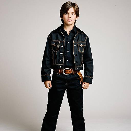 Boy in Black Cowboy Outfit